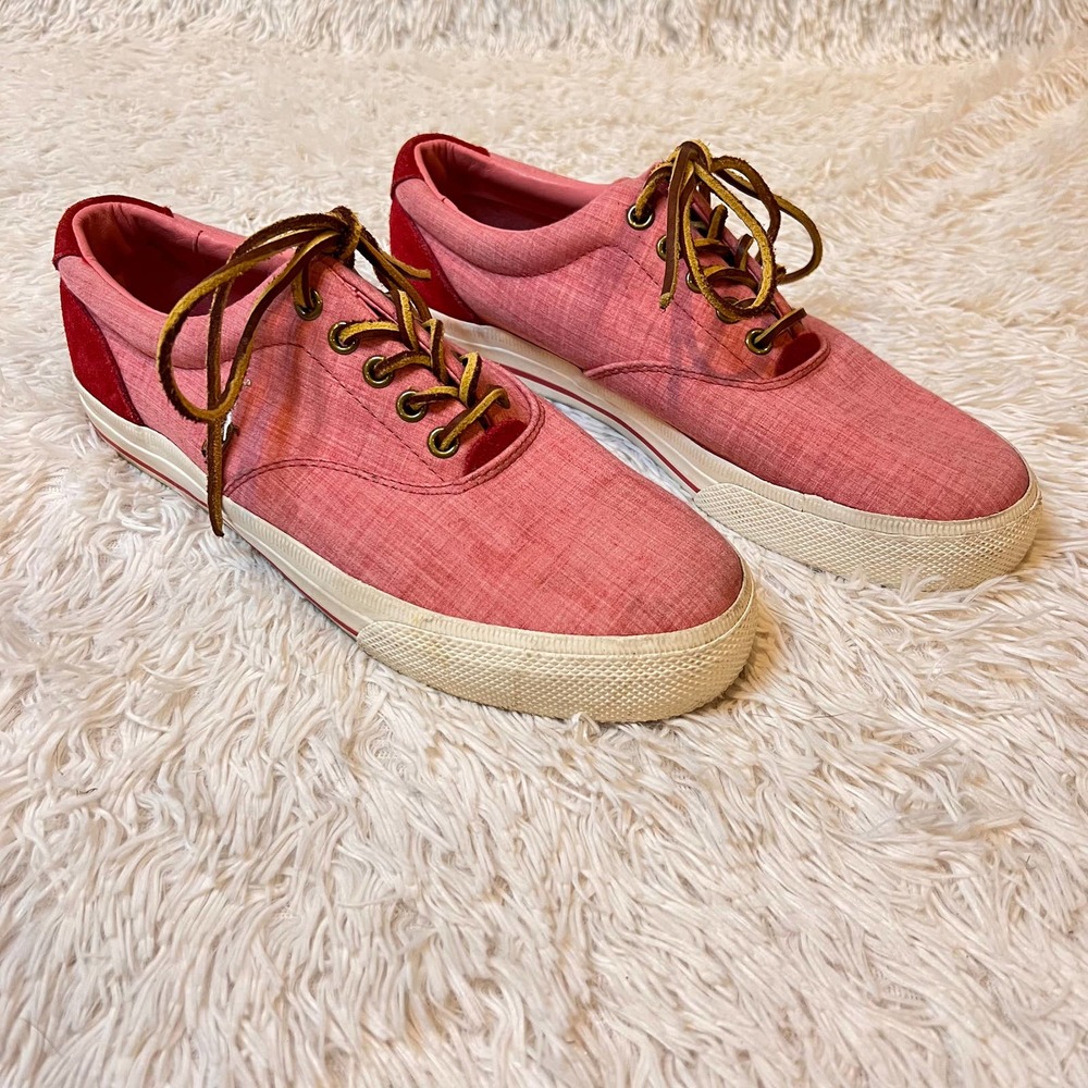 Polo Ralph Lauren men’s Vaughn pink red logo lace up canvas sneakers size 8D
